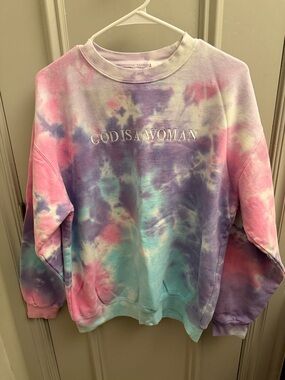 Ariana Grande Pastel Tie-Dye “God is a Woman” Crewneck Sweatshirt